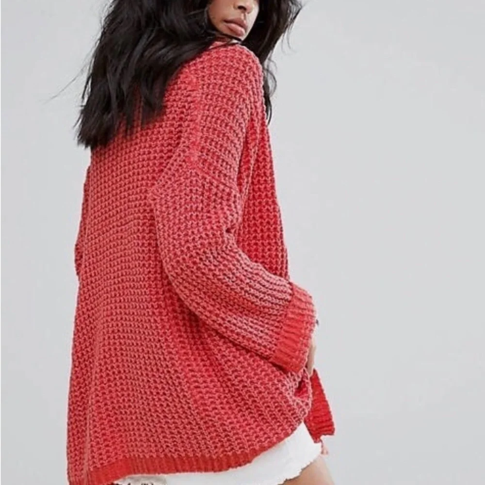Free People Coral Open-Knit I’ll Be around cardi - silk/cotton blend sz S